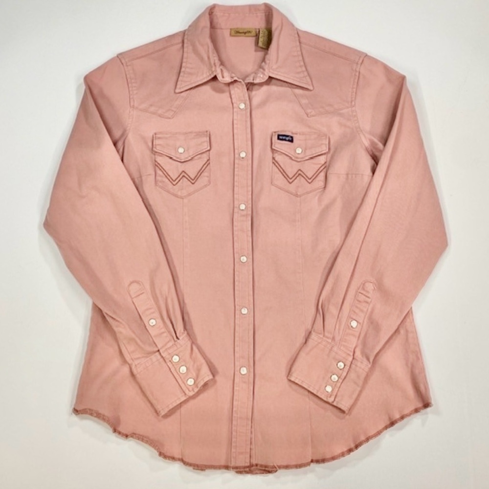 Wrangler Women's Dusty Pink Coral Pearl Snap Western Shirt